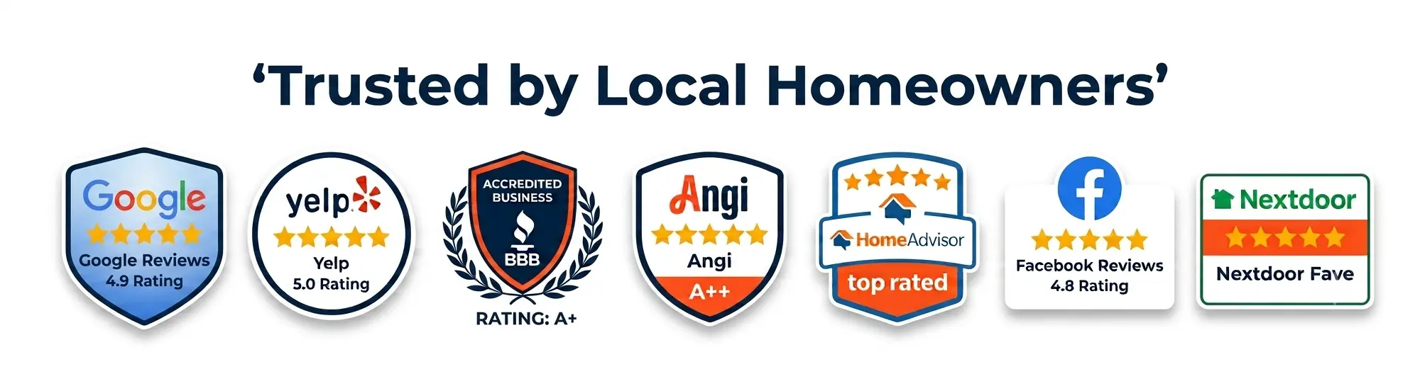 Trusted foundation repair company with Google Reviews, Yelp, BBB, Angi, HomeAdvisor, Facebook Reviews, and Nextdoor trust badge for Pelican foundation repair