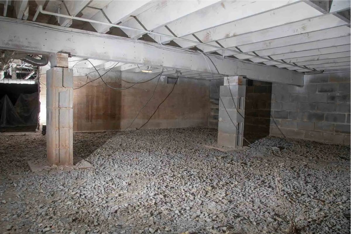 Pier and Beam Foundation Repair Cost 3 Concrete block piers supporting floor beams over a gravel floor β typical block-and-base construction in older Louisiana homes