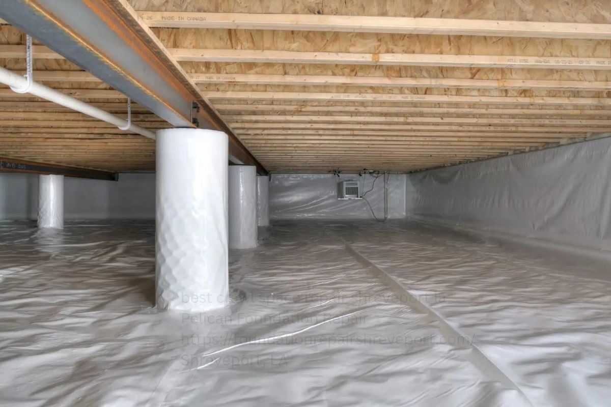 How Much Does Crawl Space Encapsulation Cost in Shreveport LA? 1 Crawl space encapsulation in Shreveport LA with a sealed white vapor barrier — the biggest factor in crawl space encapsulation cost