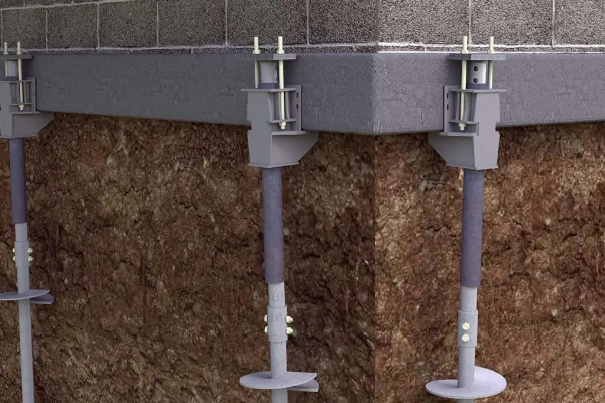 What Is Foundation Underpinning? A Homeowner's Guide 2 Helical pier foundation support diagram