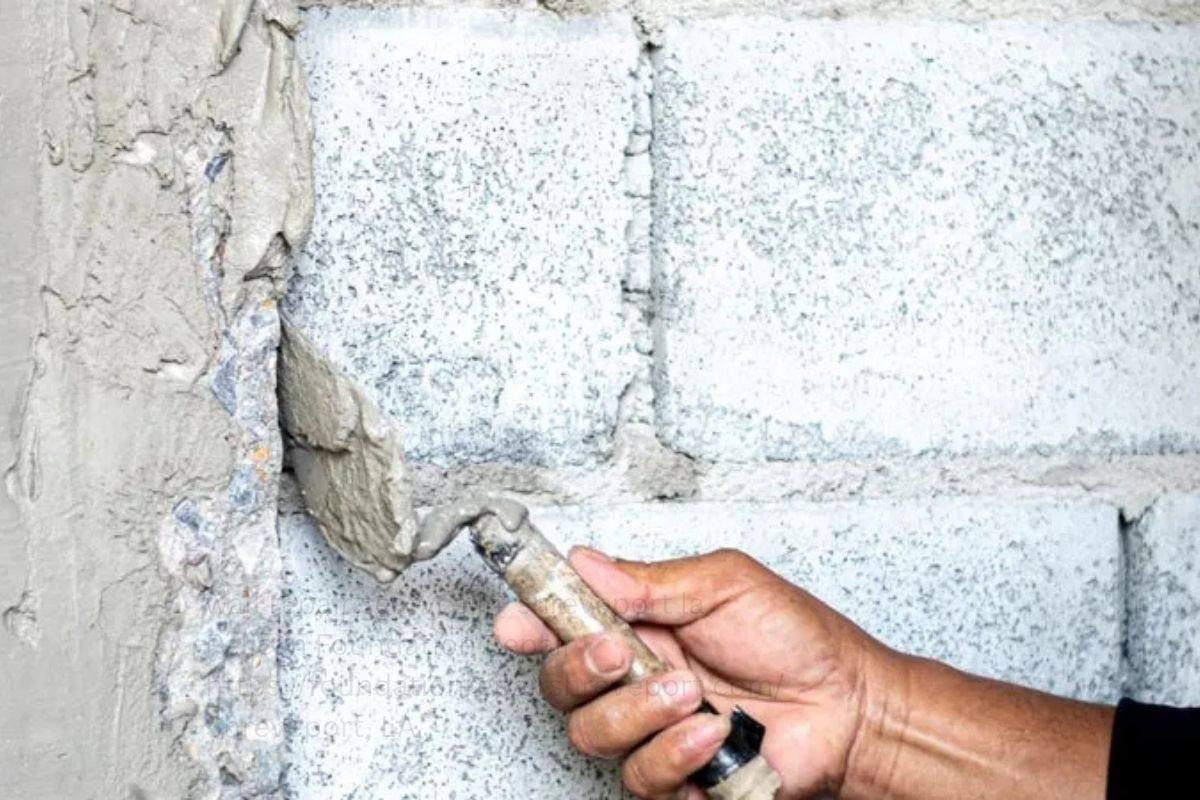 Cinder Block Foundation Wall Repair: A Shreveport Homeowner's Guide 1 Tuckpointing a concrete block wall with fresh mortar during cinder block foundation wall repair